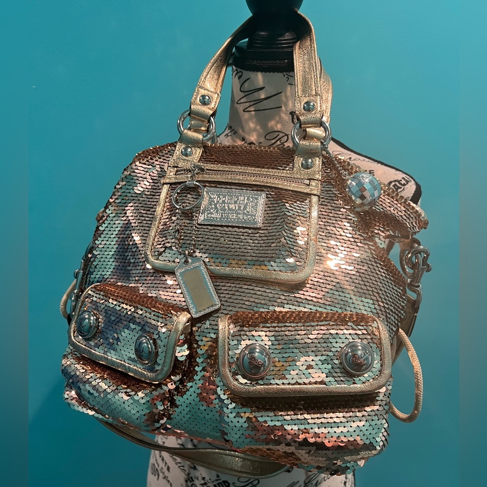 Coach Vintage Poppy Gold Sequin bag